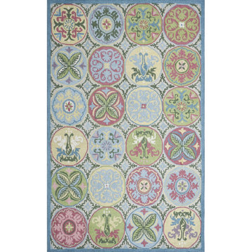 Mosaic Tiles Wool Hand Tufted Rug, 5' X 8'