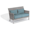 Argento Loveseat, Ice Blue Polyester, Cushion & Pillow