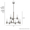 River Mill Brushed Nickel/Gray Wood, Clear Glass 9-Light 2 Tier Chandelier