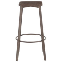 LumiSource Clara Square Barstool, Antique Metal/Espresso Bamboo, Set of 2