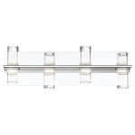 Eurofase - Eurofase Netto 4-Light Small LED Bathbar, Chrome/Clear - Cylindrically shaped metal with clear and frosted acrylic accents arranged on a chrome frame