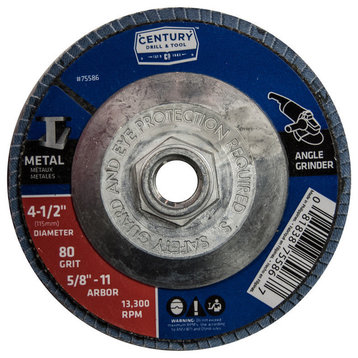 Century Drill and Tool 4.5" Zirconia Flap Disc, 80 Grit