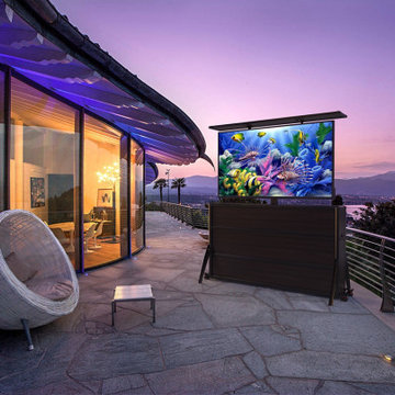 Outdoor swimming pool TV cabinet design