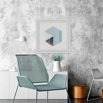 "Geometric Edges" Framed Painting Print