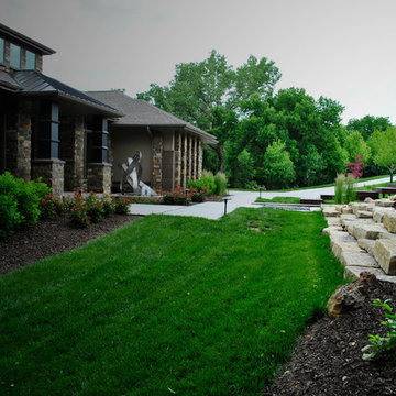 Modern Hillside Entry and Sculpture Garden