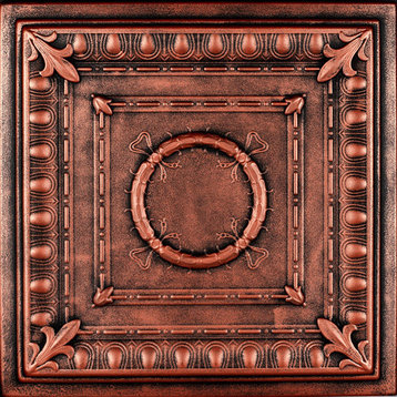 20"x20" Romanesque Wreath, Styrofoam Ceiling Tile, Antique Copper
