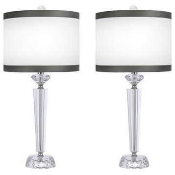 25.75" Crystal With Polished Nickel Table Lamps, Set of 2