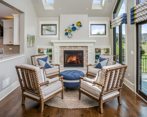 Moderner Wintergarten mit Kaminsims aus Holz Ideen, Design & Bilder | Houzz