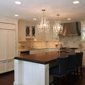 Traditional White Kitchen with Gothic Mullions