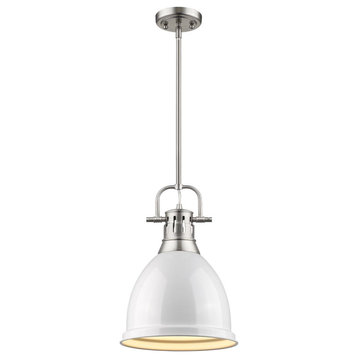 Golden Lighting 3604-S PW-WH Duncan Small Pendant With Rod, Pewter