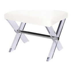 Worlds Away Dixon White Nickel Base Stool - Bar Stools And Counter Stools