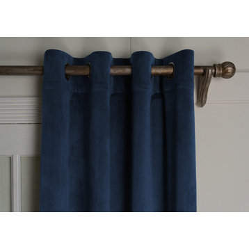 Milan Lapis Blue, Luxurious Velvet, Grommet Drapery Panel, 50" W X 95" Length