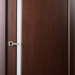 Contemporary Wenge Veneer Interior Single Door, Frosted Glass Strip - Interior Doors