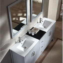 72 inch Contemporary Double Sink Bathroom Vanity Set in Grey Finish - Bathroom Vanities And Sink Consoles