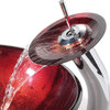 Irruption Vessel Sink in Red with Single-Handle Waterfall Faucet (Chrome)