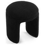 Meridian Furniture - Bowen Faux Shearling Teddy Fabric Ottoman/Stool, Black - Bring a cozy element to your room with this Bowen faux shearling teddy fabric ottoman/stool. This fabulously fun ottoman is just what you're looking for to add a whimsical yet comforting and welcoming touch to your space. It's covered in faux shearling material that's as soft as your favorite stuffies from childhood, so it feels great against your skin while you prop your feet up and relax. The neutral black color makes it an easy fit in any area, and the unique design lends your room a contemporary vibe.