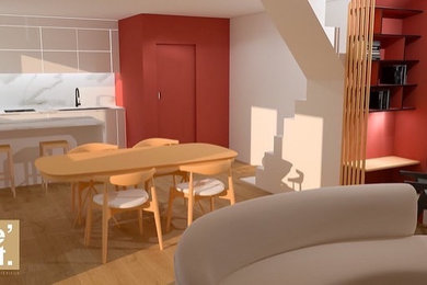 Aménagement d'une salle à manger moderne.