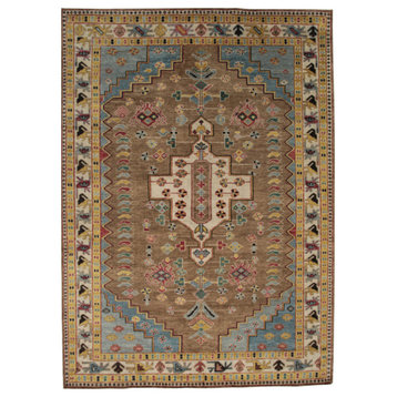 Brown Traditional Medallion Traditional Knot Area Rug