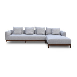 California Sectional- Grey Tweed Fabric - Sectional Sofas