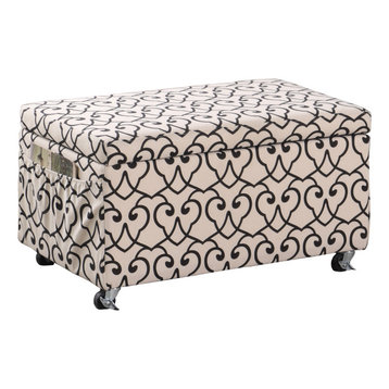 ORE International Leatherette Storage Ottoman With Wheels And Pockets HB4791