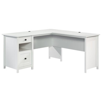 Sauder County Line Engineered Wood L-Shaped Computer Desk in Soft White