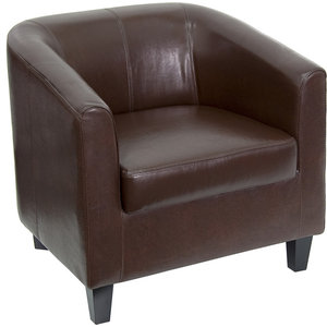 Brown Faux Leather PU Tub Chair Armchair for Dining Living Room Office Reception 