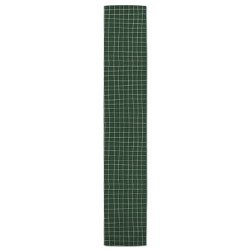 Green Grid Pattern 16x72 Cotton Twill Runner