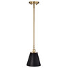 Dover 1-Light Small Pendant, Black With Vintage Brass