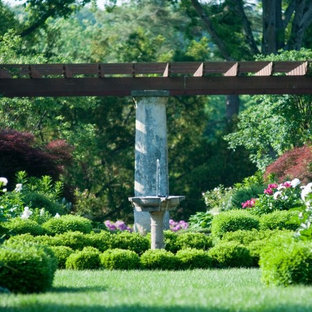 Inspiration for a classic back garden in Other with a water feature.