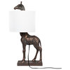 Giraffe Lamp With Linen Shade, Bronze