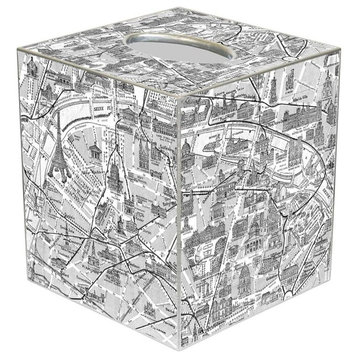 TB8178-Antique Paris France Monumental  Map Personalized Tissue Box Cover
