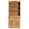 Agni Modern Oak Brown Finished Wood Buffet and Hutch Kitchen Cabinet