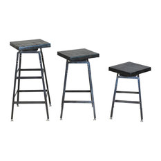 Barnxo - Reclaimed Barn Wood Stool Swivel Seat, 30x36x16, Natural Wood - Bar Stools and Counter Stools