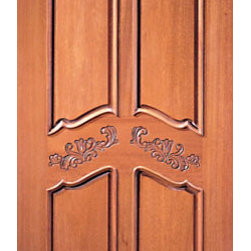 Single Door, Hand Carved 4-Panel in Mahogany - Front Doors