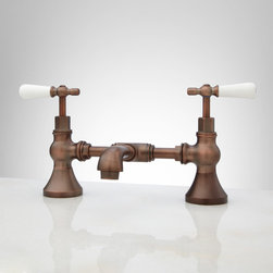 MONROE BRIDGE BATHROOM FAUCET - PORCELAIN LEVER HANDLES - Bathroom Sink Faucets