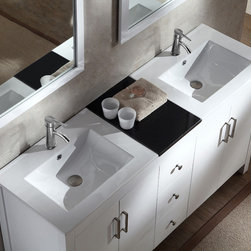 72 inch Contemporary Double Sink Bathroom Vanity Set in White Finish - Bathroom Vanities And Sink Consoles
