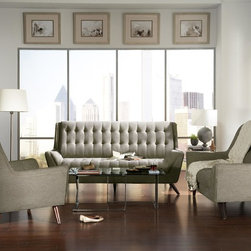 Natalia Modern Retro Dove Grey Chenille Sofa Set - $1837.70 - Living Room Furniture Sets