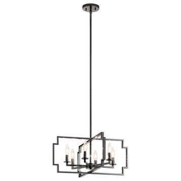 Downtown Deco 6-Light Transitional Ceiling Light in Midnight Chrome