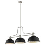 Z-Lite - Melange 3 Light Chandelier in Brushed Nickel with Matte Black Shade - Big on personality this black and brushed nickel finish three-light pendant borrows from an old time industrial theme. A fluid silhouette adds character to make this fixture an interesting compelling addition to a focal point.&nbsp