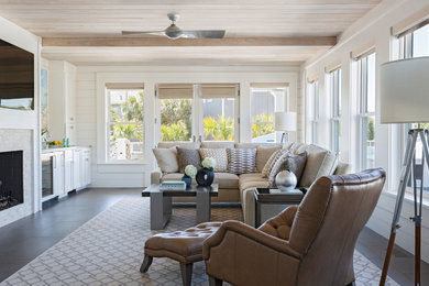 Family room - coastal family room idea in Charleston