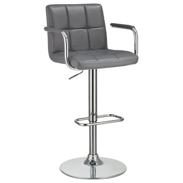 Coaster Modern Faux Leather Adjustable Height Bar Stool in Gray
