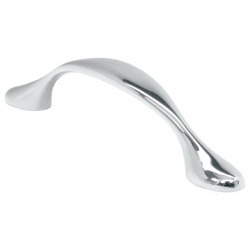 Flare Style 3-3/4", 96mm, Centers Chrome, Cabinet Pull Handle