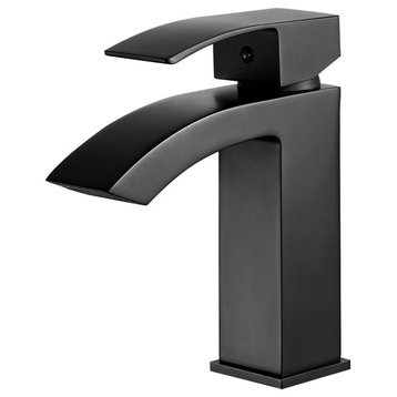 Noya Single Hole Lever Bathroom Faucet, Matte Black, Low Handle