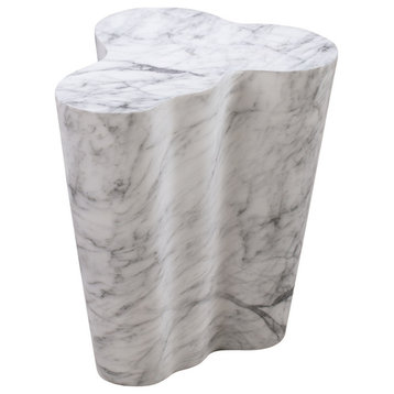 Slab Marble Tall Side Table - White