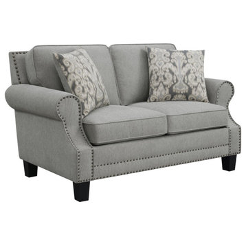 Sheldon Upholstered Loveseat With Rolled Arms Gray