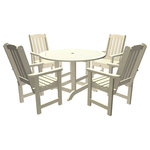Highwood USA - Lehigh 5-Piece Round Dining Set, Whitewash - 100% Made in the USA - backed by US warranty and support