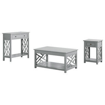 Coventry 36" Coffee Table, End Table and Sofa Table, Set of 3, Gray