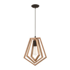 Craftmade Gem 1 Light Pendant 9.75x132.5", Espresso w/Wood