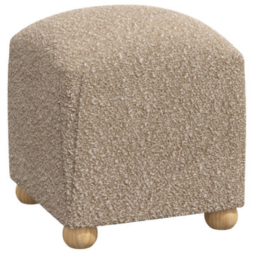 Red from Scalamandred Crafted by Cloth & Company Hampton Ottoman, Push Boucle Camel