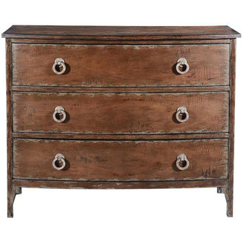 Chest of Drawers Athens Bow Front Swedish Moss Rustic Pecan Wood 3